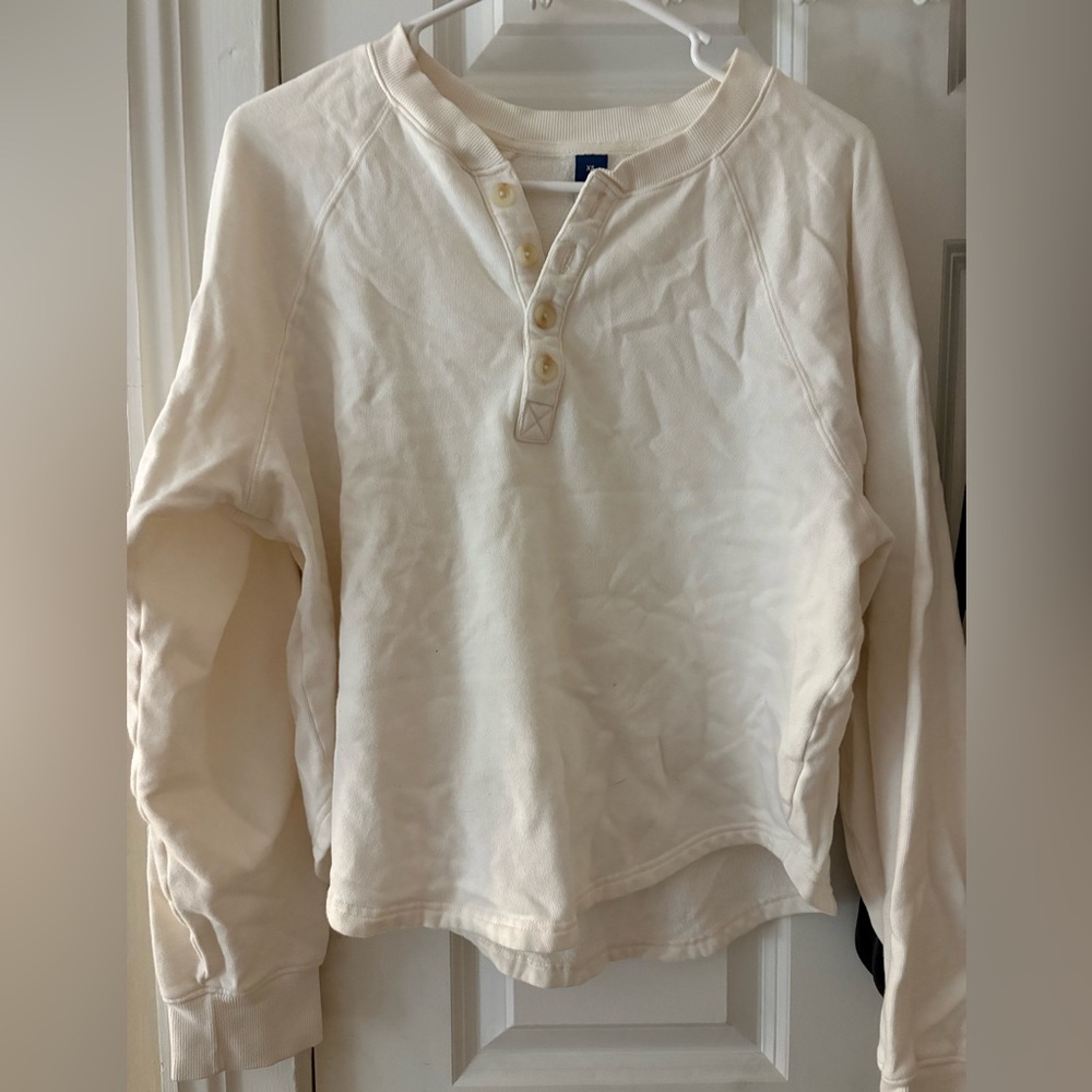 Cream Long Sleeve Henley Shirt